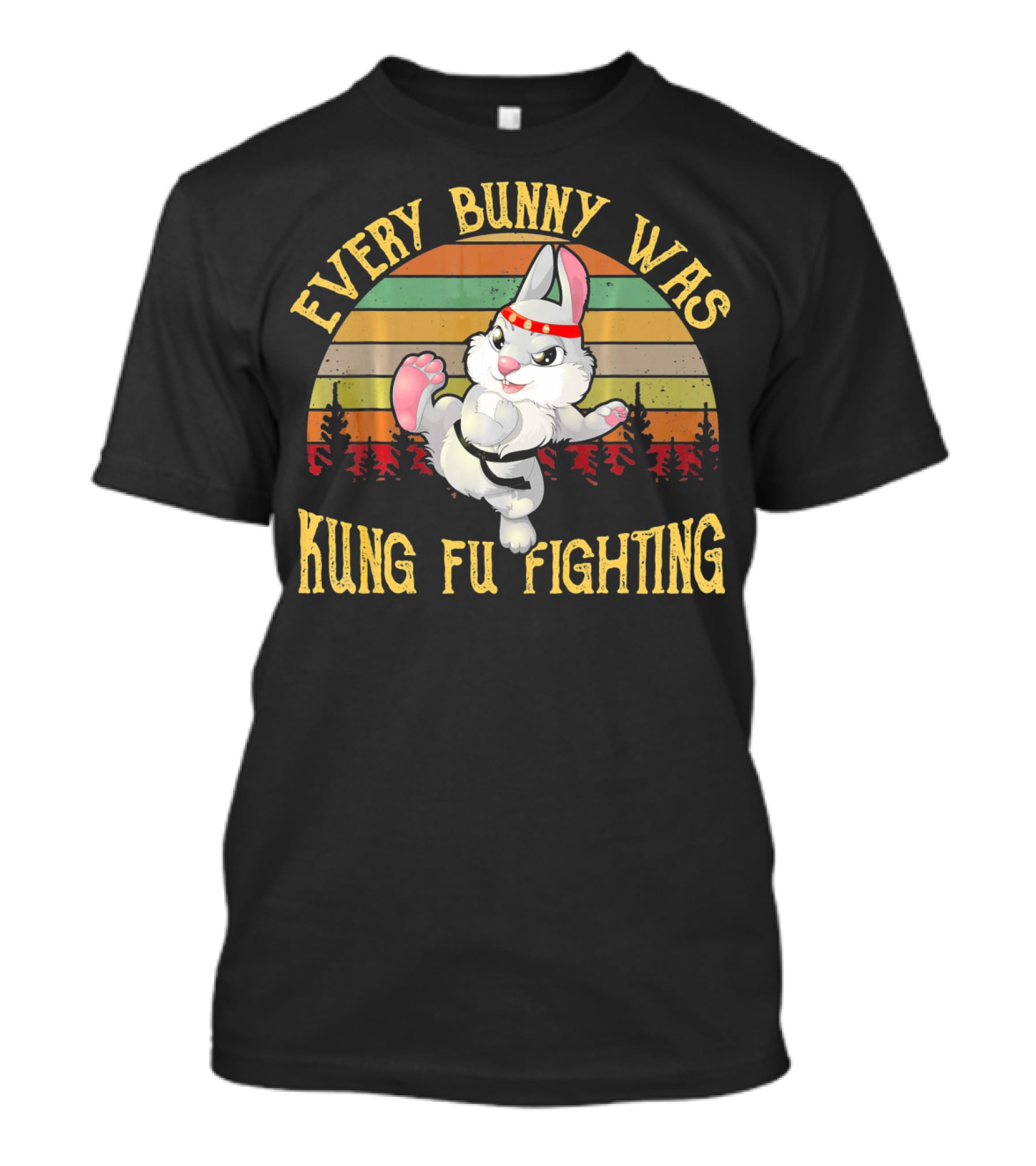 Every Bunny Was Kung Fu Fighting Retro Vintage Easter Rabbit T-Shirt