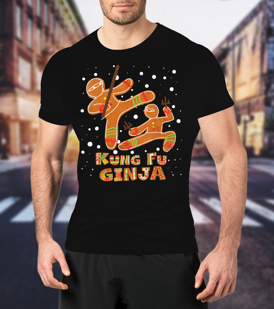 Kung Fu Ginja Gingerbread Ninja Holiday Fight T-Shirt