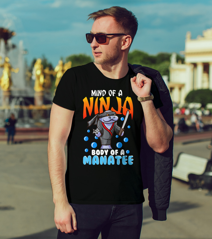 Ninja Manatee Mind Body Joke Quote Chubby Funny T-Shirt