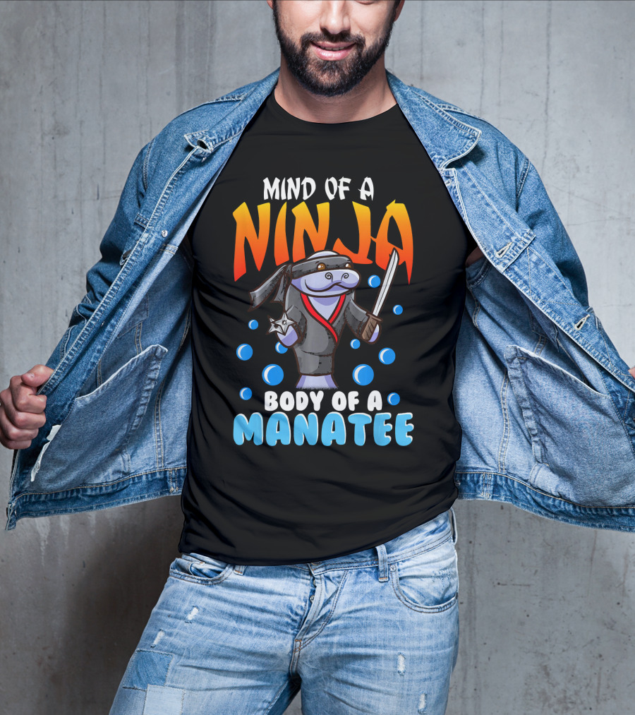 Ninja Manatee Mind Body Joke Quote Chubby Funny T-Shirt