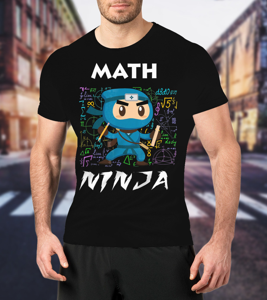 Math Ninja Dark With Equations And Symbols T-Shirt