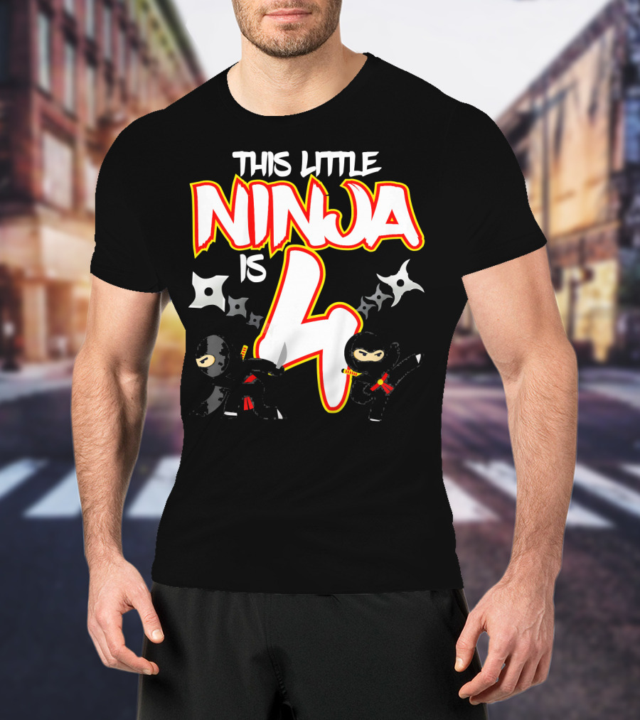 This Little Ninja Is 4 Year Old Birthday Party T-Shirt