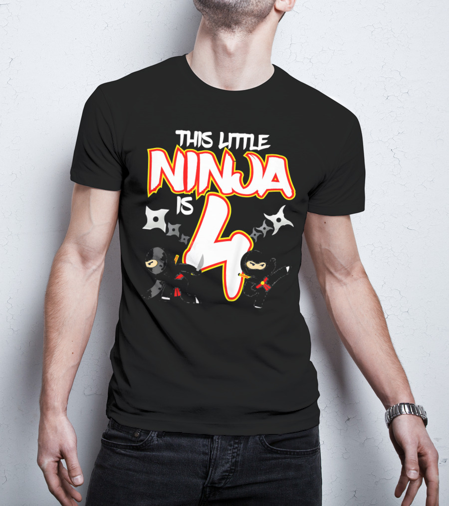 This Little Ninja Is 4 Year Old Birthday Party T-Shirt