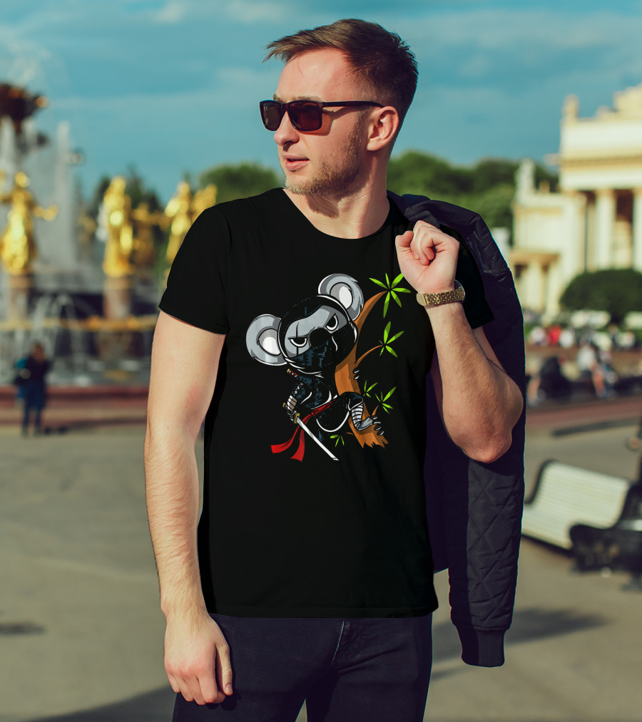 Koala Bear Ninja Samurai With Sword In Tree T-Shirt