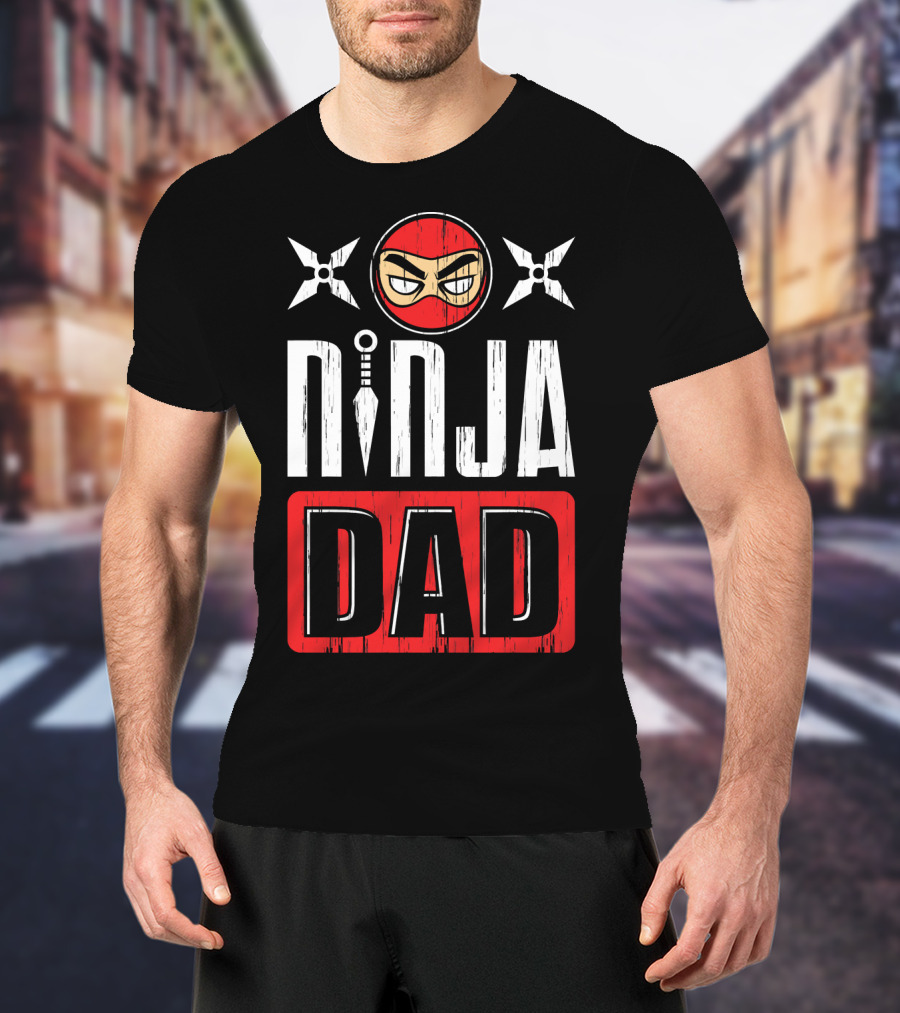 Ninja Dad Daddy Ninjas Stealthy Warrior Father Shuriken Mask T-Shirt