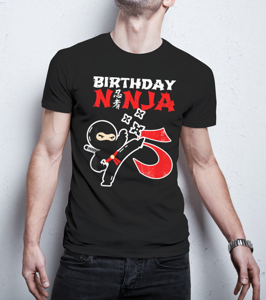 Birthday Ninja Kicking 5th T-Shirt