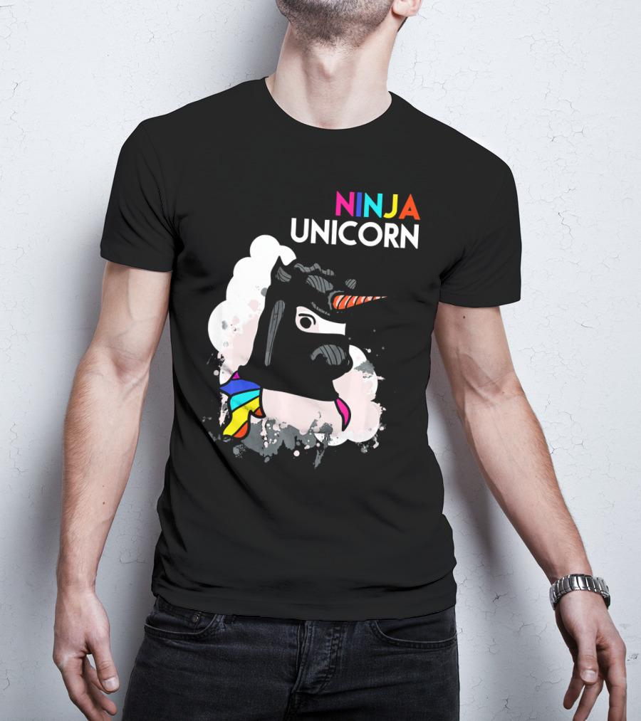 Ninja Unicorn Funny Cool Martial Arts Rainbow Scarf T-Shirt