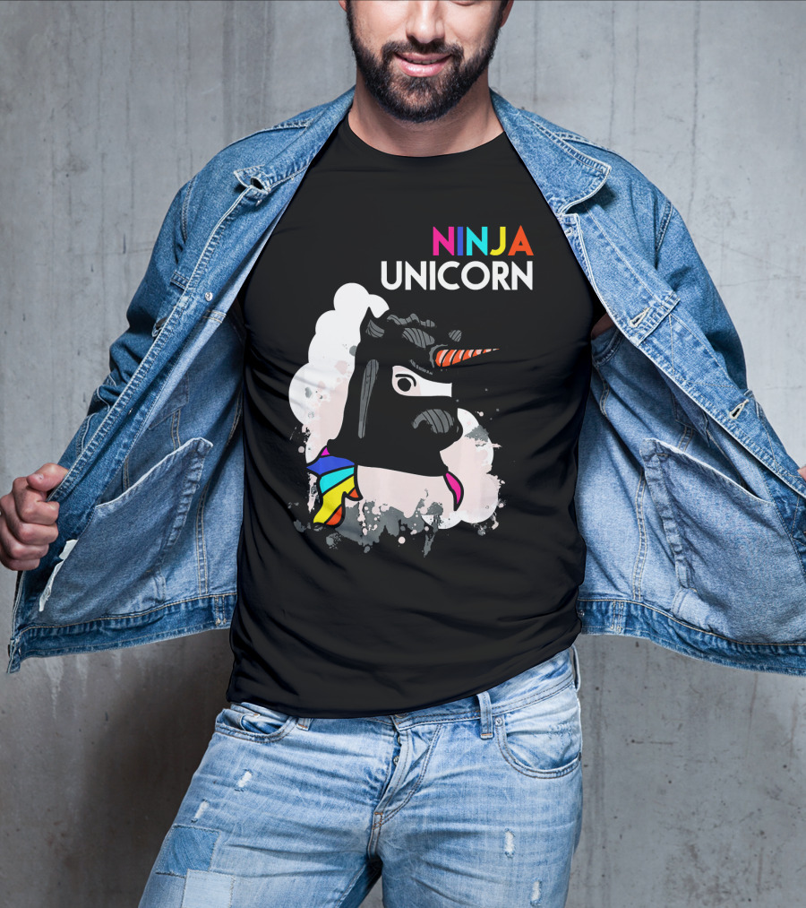 Ninja Unicorn Funny Cool Martial Arts Rainbow Scarf T-Shirt