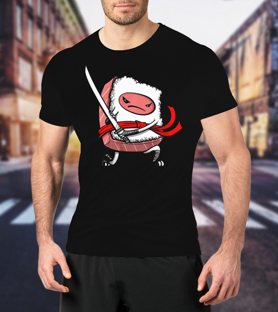 Sushi Samurai Ninja Funny Martial Arts Warrior With Sword T-Shirt