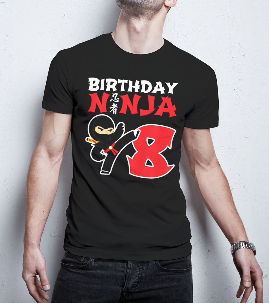 Birthday Ninja 8 Year Old Ninja Kanji T-Shirt
