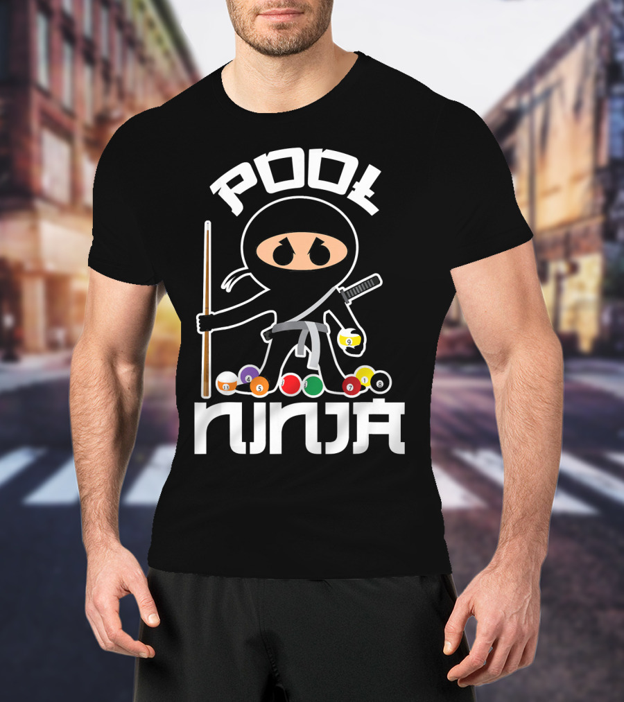 Pool Ninja Billiards With Cute Pocket Balls T-Shirt