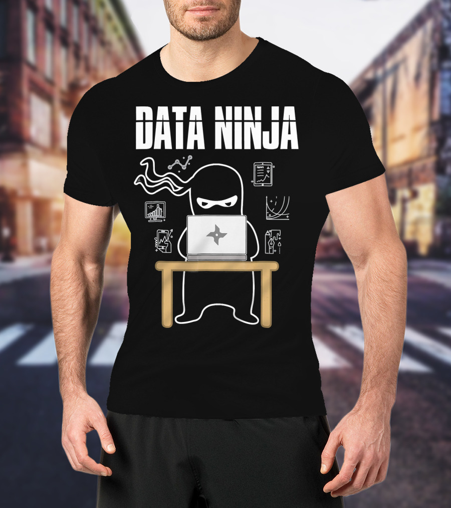 Data Ninja Analyst At Work With Laptop And Graphs T-Shirt