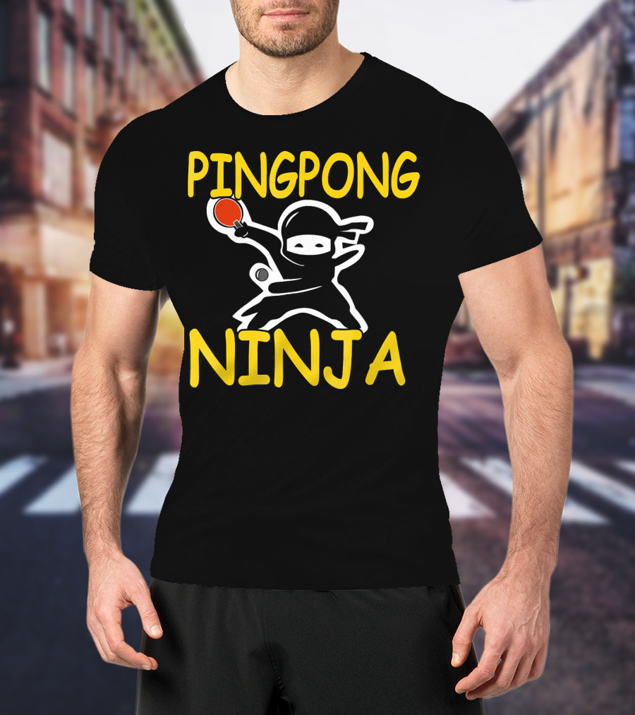 PINGPONG NINJA Action Pose With Table Tennis Paddle T-Shirt
