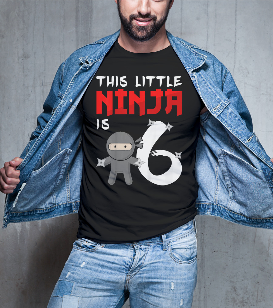 This Little Ninja Is 6 Year Old Birthday T-Shirt