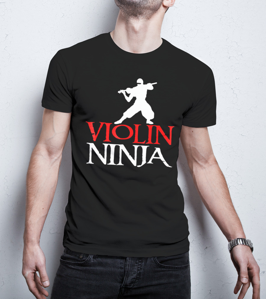 Violin Ninja Violinist Fiddle Martial Arts Fusion T-Shirt