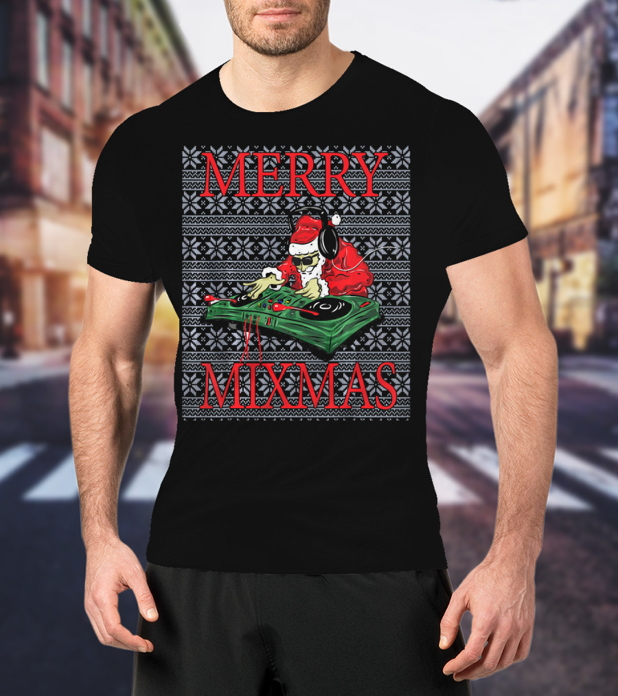 Merry Mixmas Christmas Ugly Hip Hop Santa DJ T-Shirt