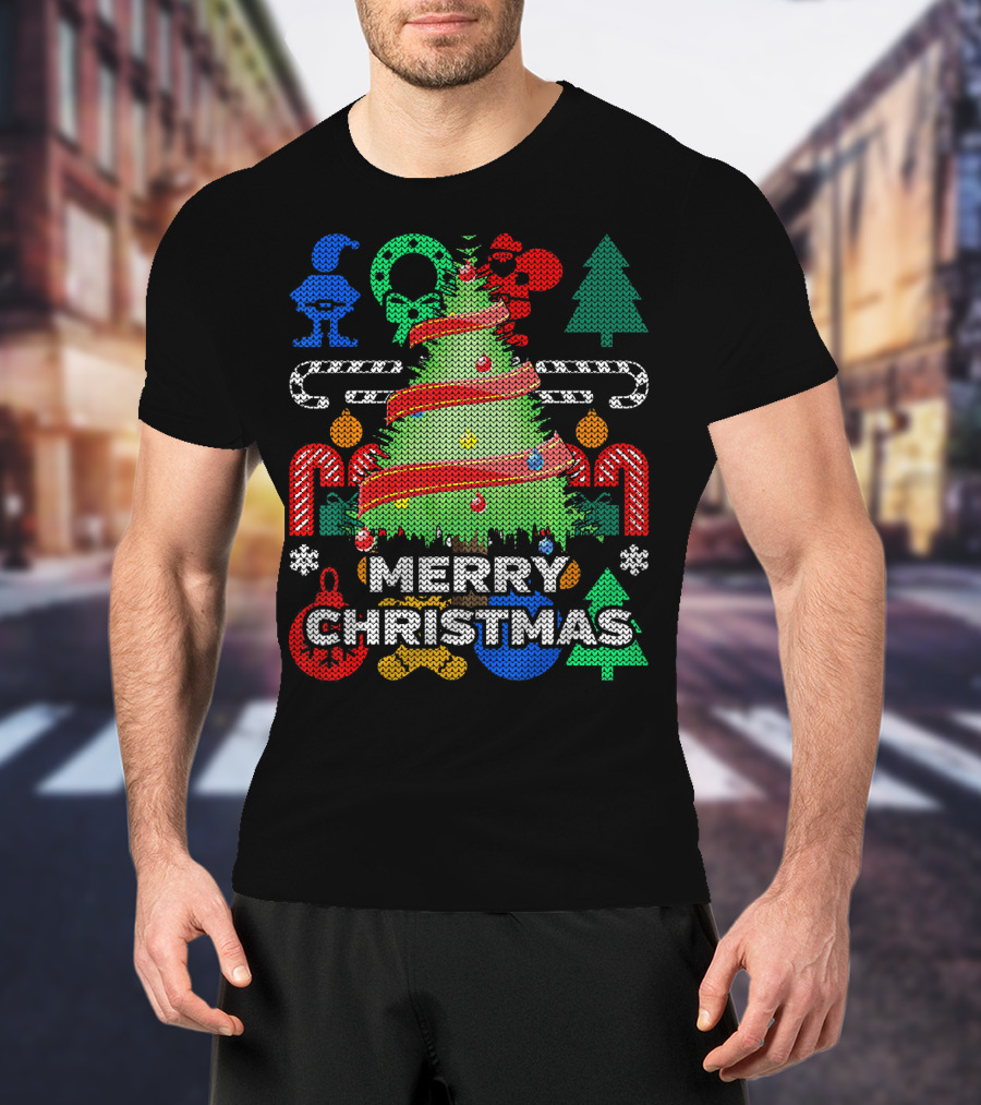 Merry Christmas Tree Ugly Xmas Tacky Sweater Candy Cane Ornaments T-Shirt
