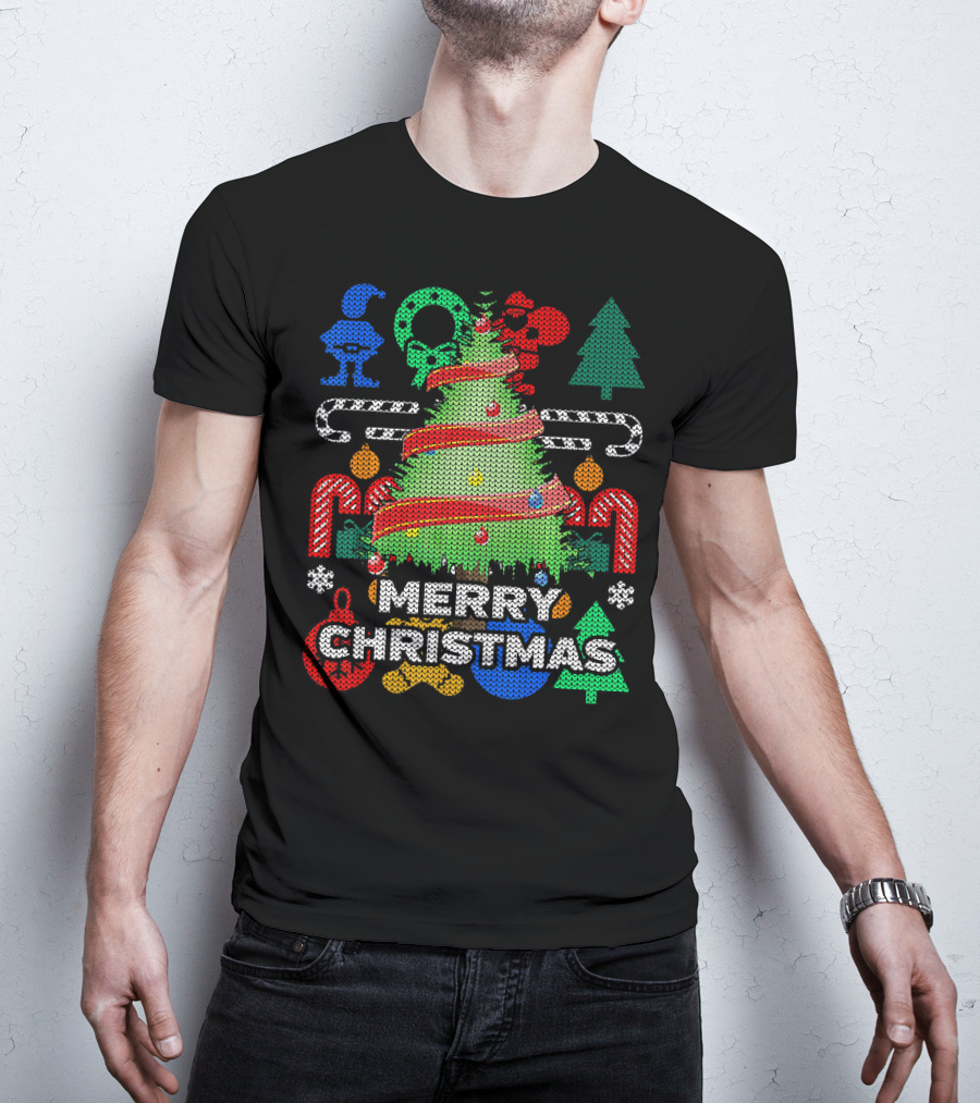 Merry Christmas Tree Ugly Xmas Tacky Sweater Candy Cane Ornaments T-Shirt