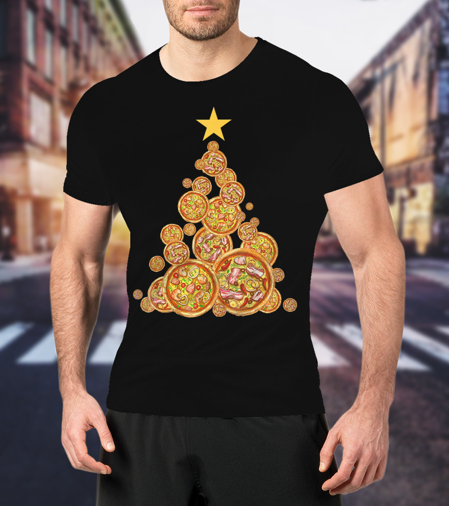 Pizza Christmas Tree Festive Pizza Lover Holiday T-Shirt