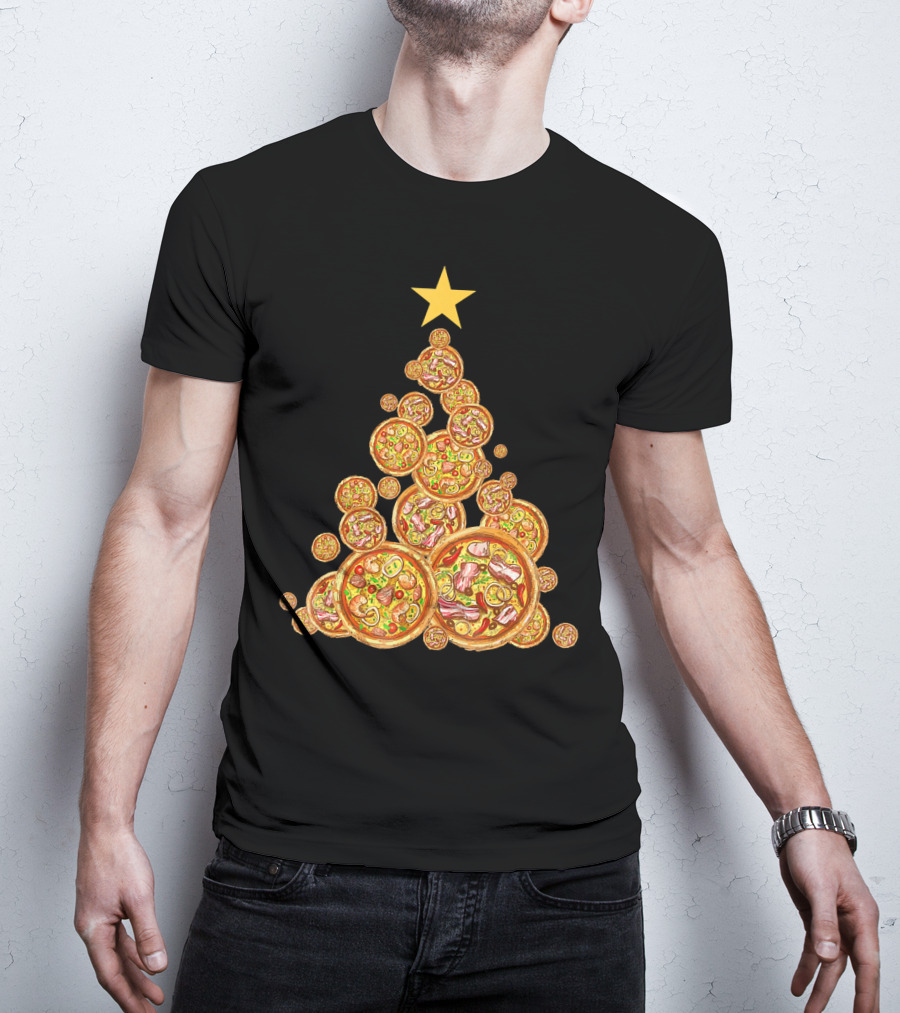 Pizza Christmas Tree Festive Pizza Lover Holiday T-Shirt