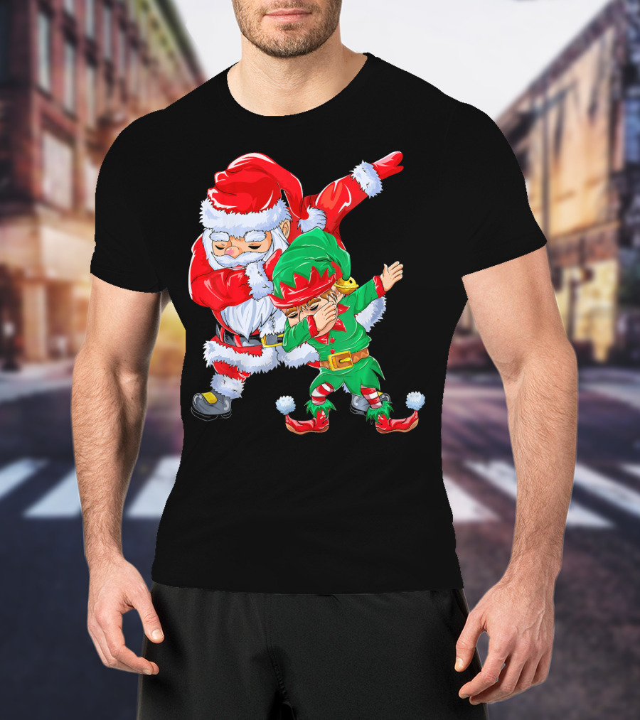 Santa And Elf Performing Dab Dance Moves T-Shirt