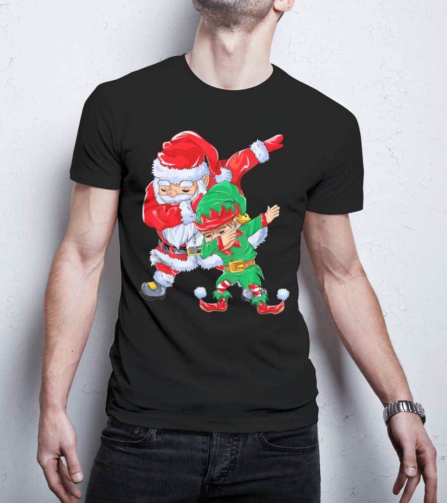 Santa And Elf Performing Dab Dance Moves T-Shirt