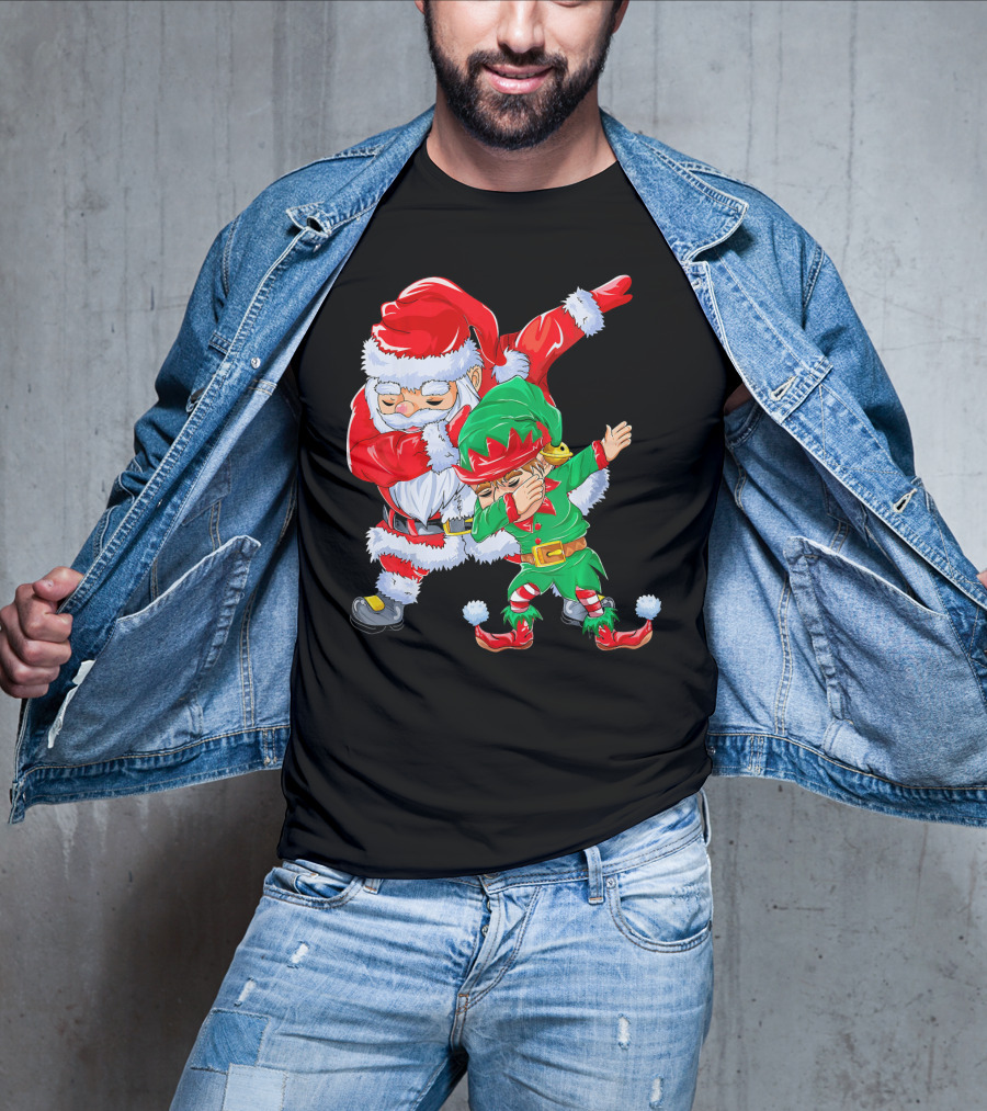 Santa And Elf Performing Dab Dance Moves T-Shirt