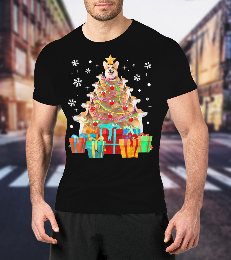 Corgi Christmas Tree With Decorations And Presents T-Shirt