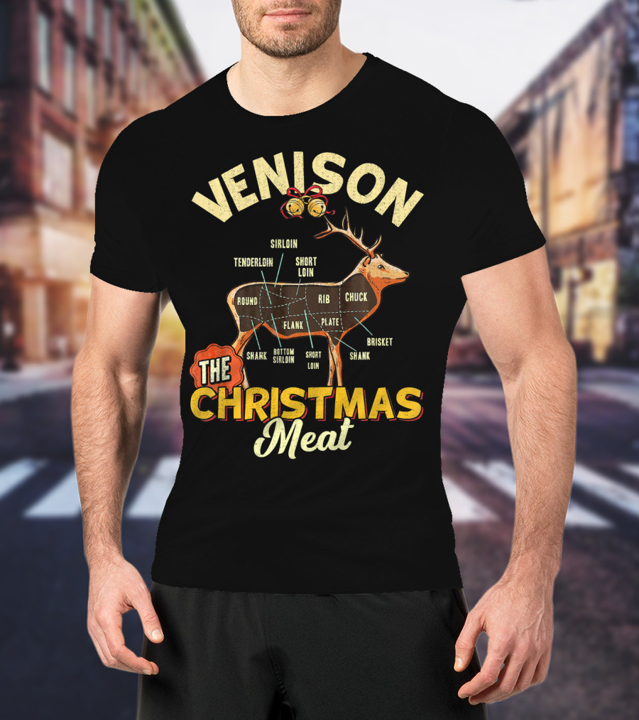 Venison Meat Chart Christmas Cut Diagram T-Shirt