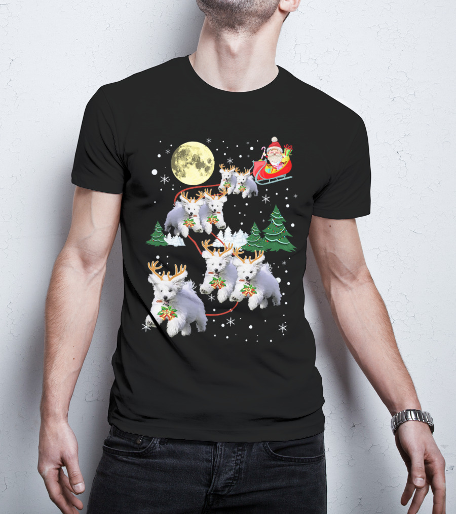 Funny Maltese Christmas Santa Claus Sleigh Reindeer Dogs Pajama T-Shirt