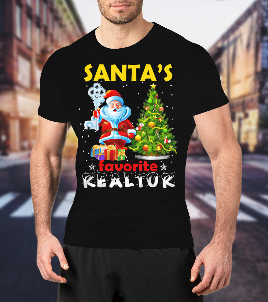 Santa's Favorite Realtor Christmas Tree Presents Key T-Shirt