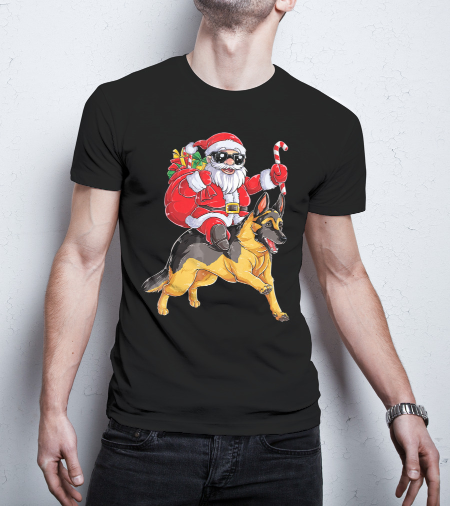 German Shepherd Santa Claus Christmas Fun T-Shirt