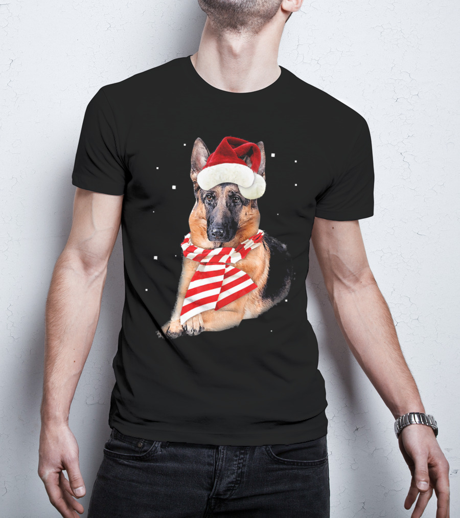 German Shepherd Santa Merry Christmas Holiday Dog T-Shirt