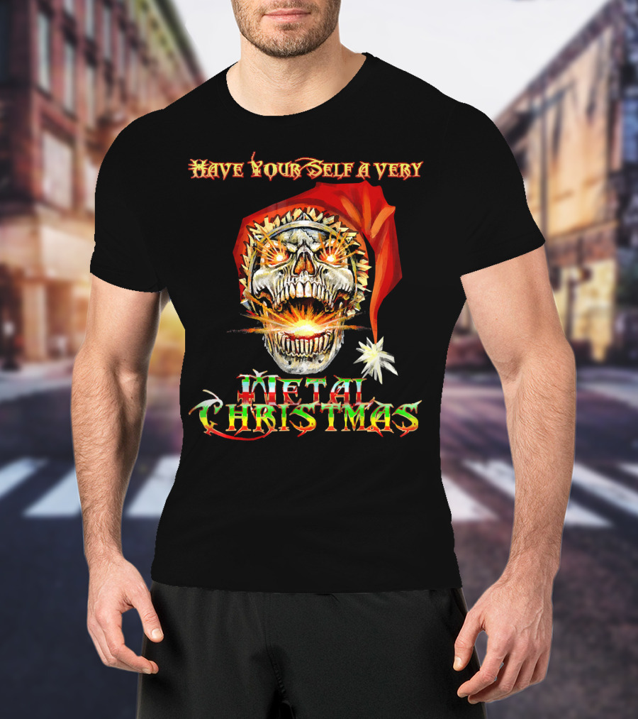 Have Yourself A Very Metal Christmas Skull Santa T-Shirt