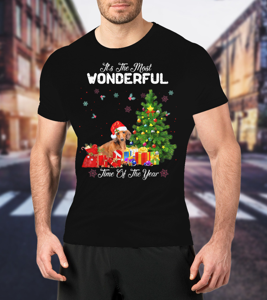 It's The Most Wonderful Time Of Year Dachshund Christmas Tree Presents T-Shirt