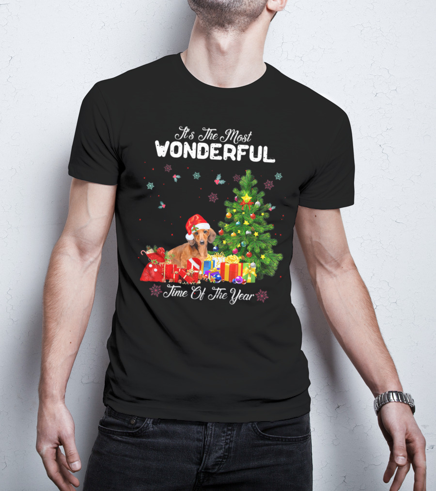 It's The Most Wonderful Time Of Year Dachshund Christmas Tree Presents T-Shirt