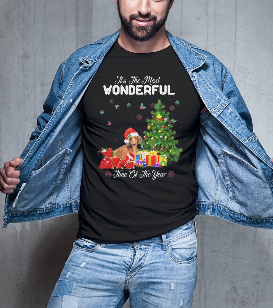 It's The Most Wonderful Time Of Year Dachshund Christmas Tree Presents T-Shirt