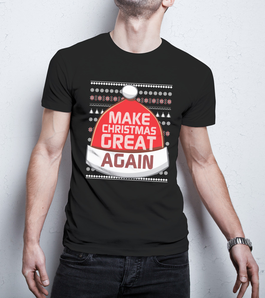 Make Christmas Great Again Santa Hat Snowflake T-Shirt
