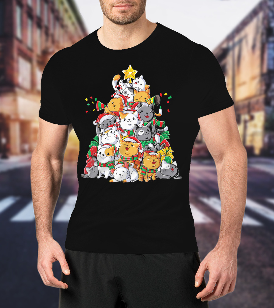 Cat Christmas Tree Meowy Catmas T-Shirt