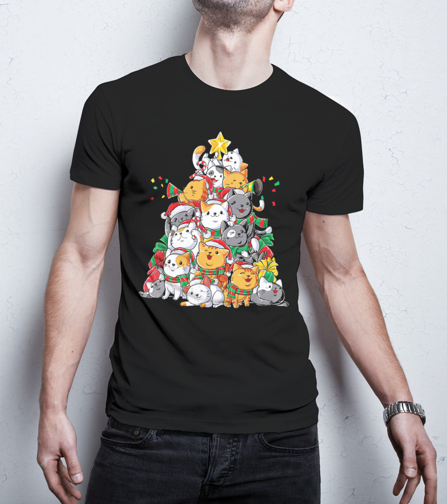 Cat Christmas Tree Meowy Catmas T-Shirt