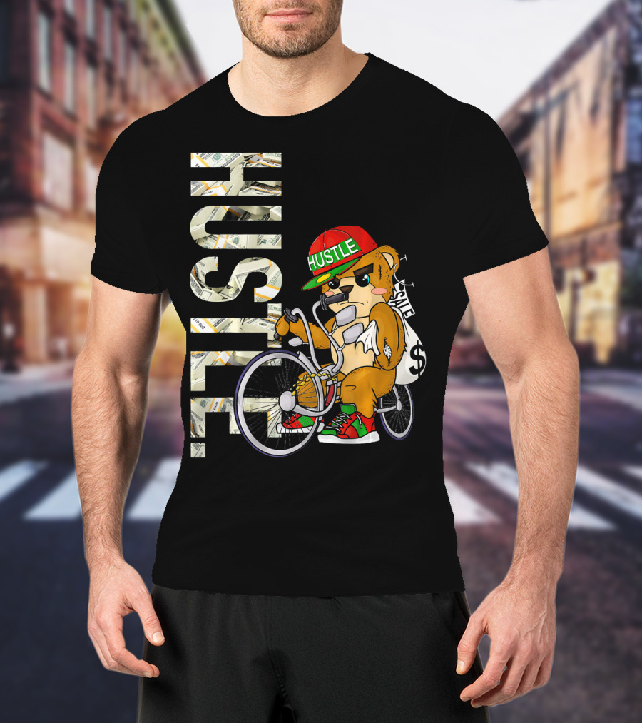 Hustle Teddy Dollar Shades Cap Low Rider Bike T-Shirt