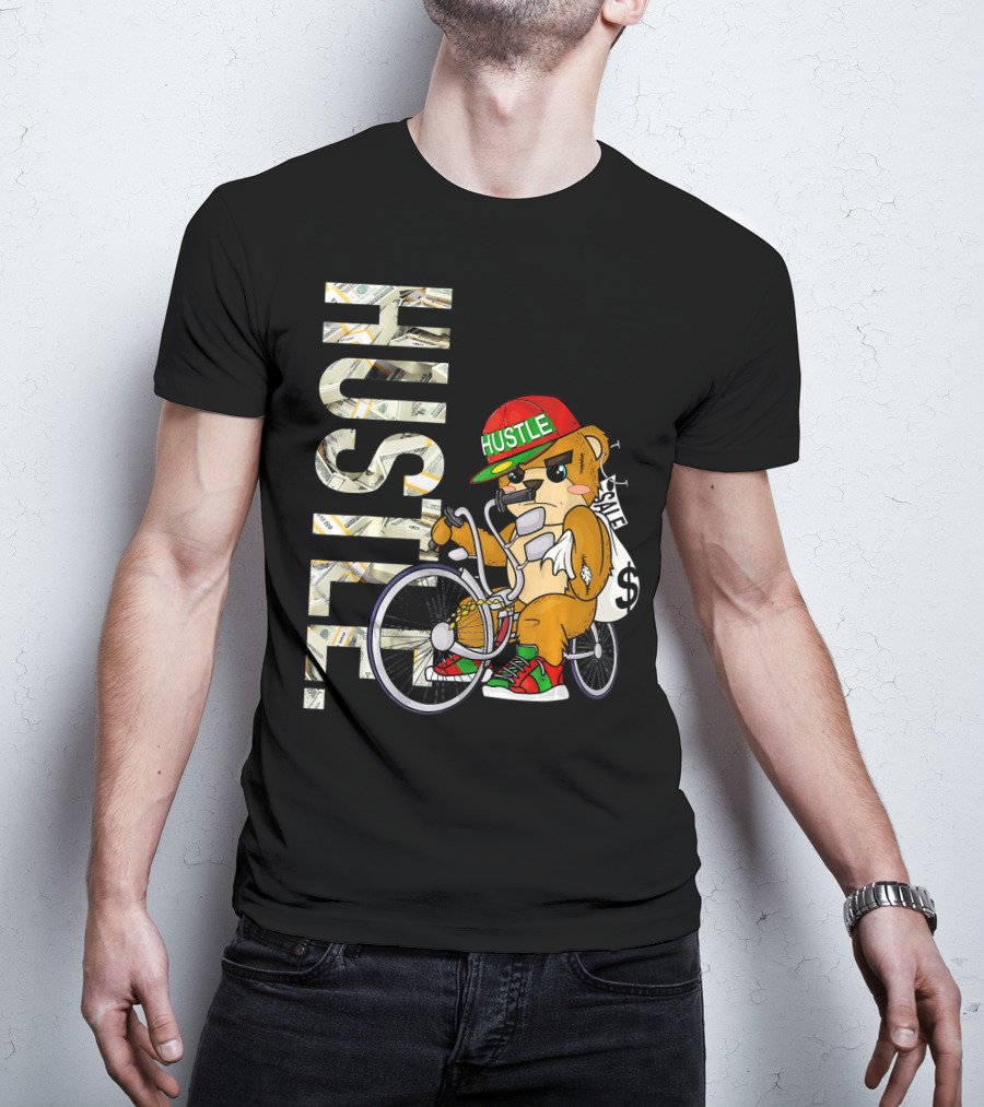 Hustle Teddy Dollar Shades Cap Low Rider Bike T-Shirt