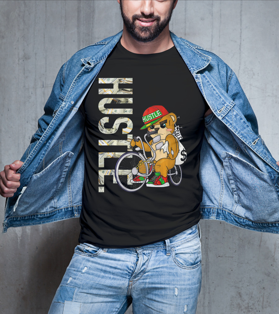 Hustle Teddy Dollar Shades Cap Low Rider Bike T-Shirt