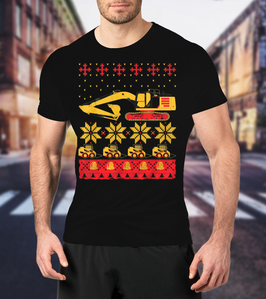Construction Excavator Christmas T-Shirt