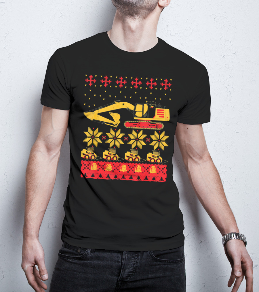 Construction Excavator Christmas T-Shirt