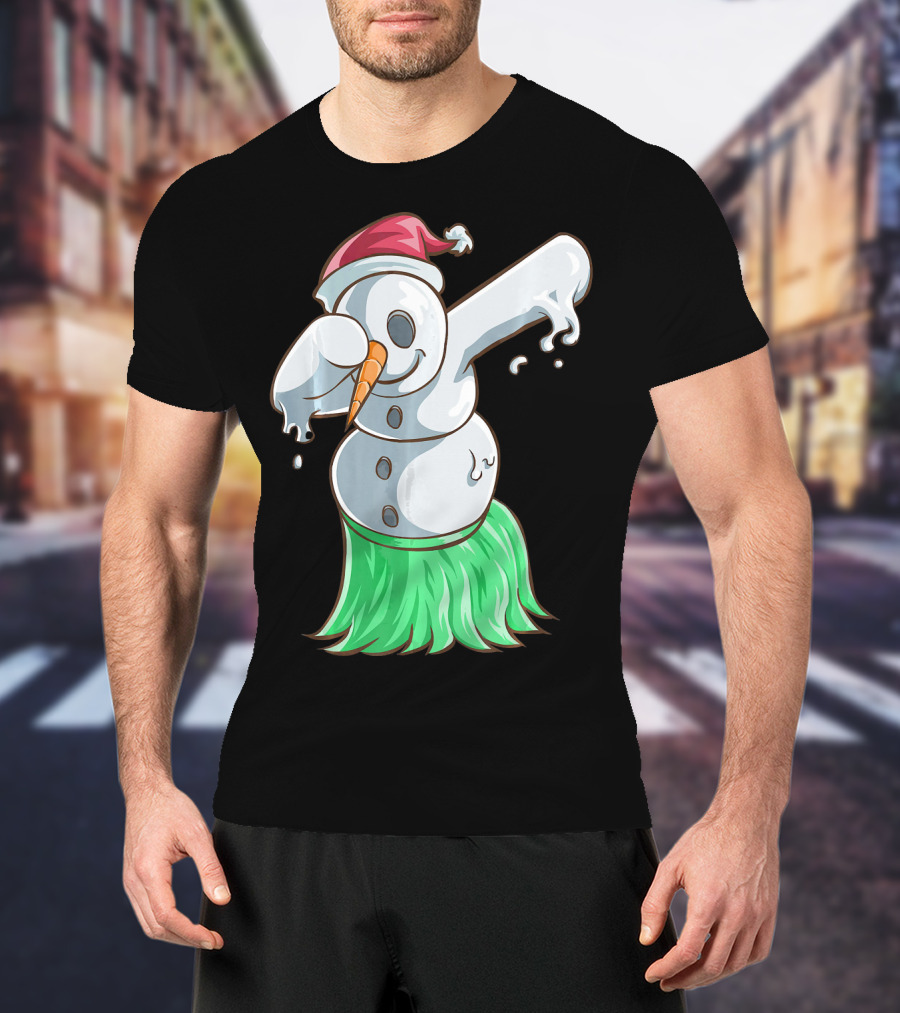 Christmas In July Dabbing Snowman Tropical Hula Dance T-Shirt