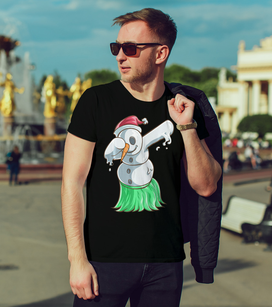 Christmas In July Dabbing Snowman Tropical Hula Dance T-Shirt