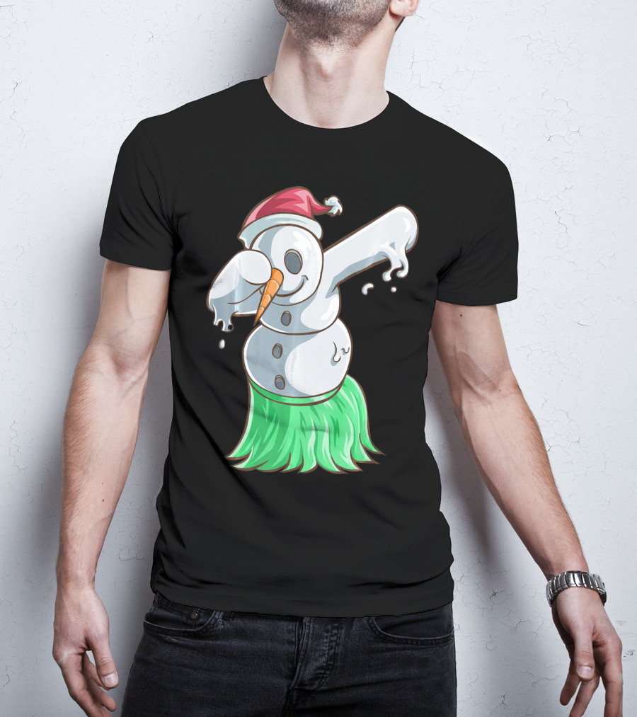Christmas In July Dabbing Snowman Tropical Hula Dance T-Shirt