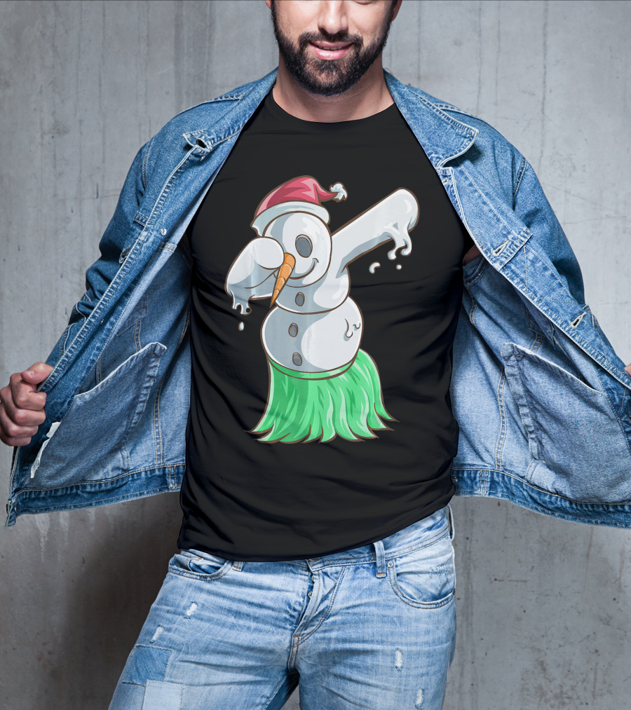 Christmas In July Dabbing Snowman Tropical Hula Dance T-Shirt