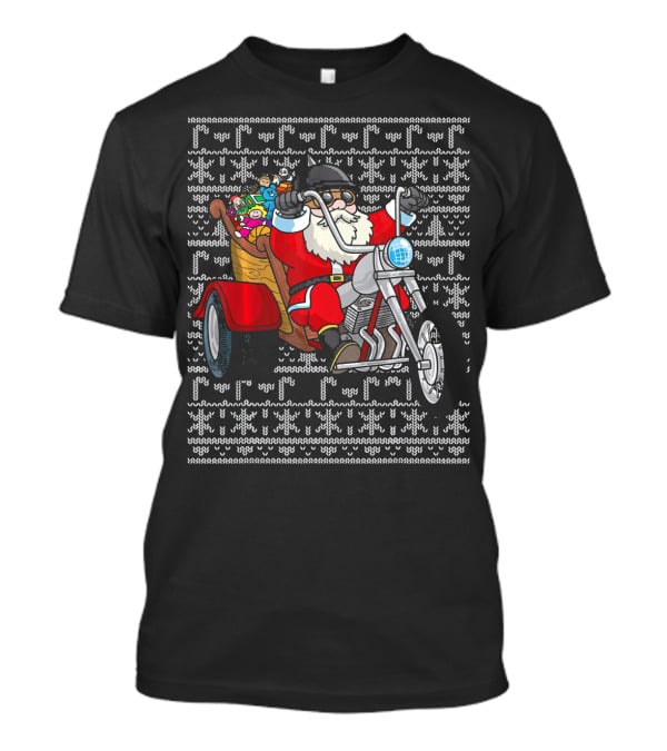 Santa Claus Riding Motorcycle Trike With Christmas Toys T-Shirt